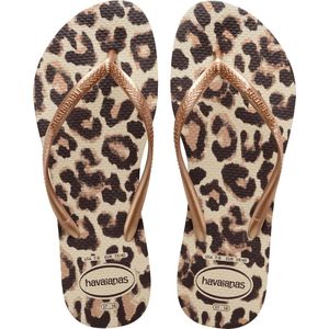 Havaianas Slim Animals Dames Slippers - Beige Rose Gold Dark Brown