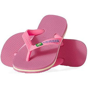 Havaianas Brasil-slipper met logo, Crystal Rose, 7 UK kind