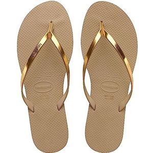 Teenslippers Metallic HAVAIANAS. Polyurethaan materiaal. Maten 35/36. Geel kleur