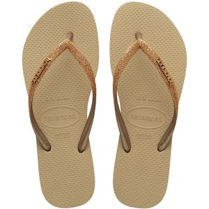 Teenslippers Slim Glitter II HAVAIANAS. Rubber materiaal. Maten 35/36. Beige kleur