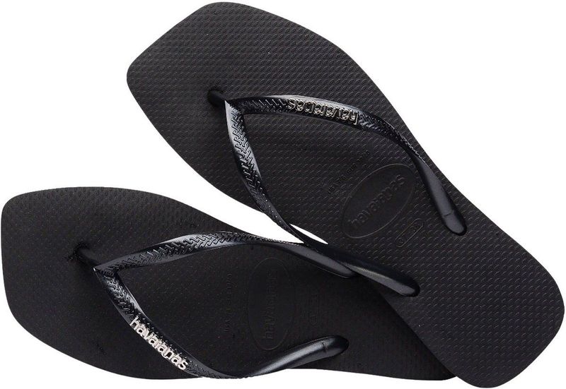 Havaianas - Square Logo Metallic - Slipper - Zwart/Zilver - Rubber