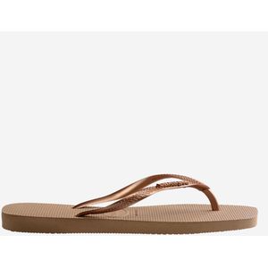HAVAIANAS - Slim Square Logo Metallic - Teenslippers - Goudroze - PVC