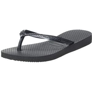 Havaianas Slanke zwarte teenslipper, 10/11 UK kind, Zwart