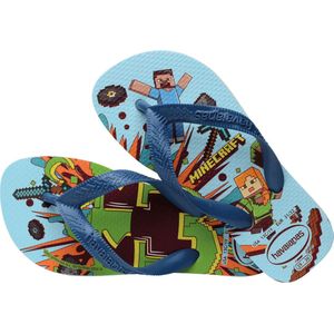 Havaianas Minecraft (Mini Me), teenslippers voor kinderen, uniseks, Wit Blauw Comfortabel, 27/28 EU