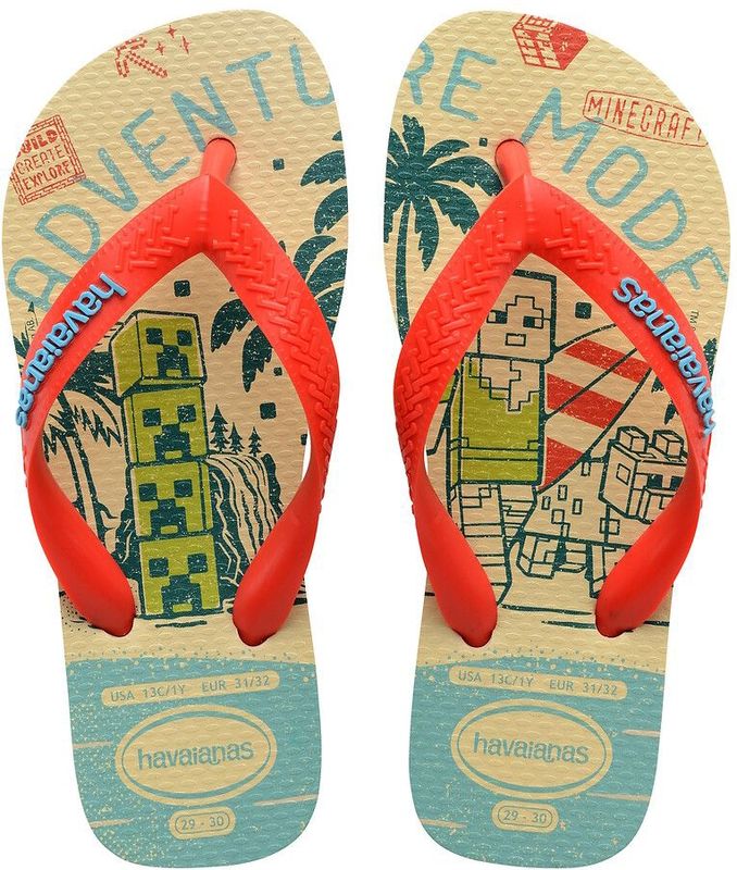 Teenslippers Kids Minecraft HAVAIANAS. Rubber materiaal. Maten 23/24. Beige kleur