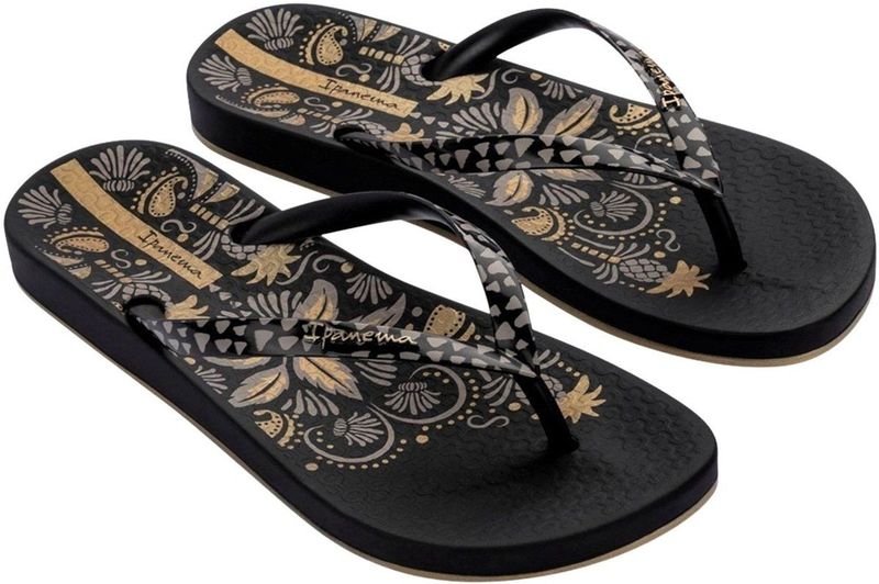 Ipanema - Anatomic Nature - Teenslippers - Zwart - Goud - Grijs - Synthetisch Materiaal - Rubber