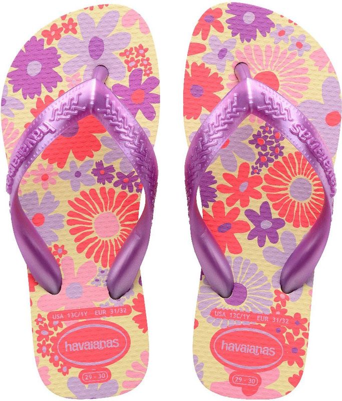 Havaianas - Kinderbloemen - Teenslippers - Bloemenprint - Metallic Bandjes - Antislip Zool