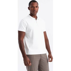 Poloshirt - Korte Mouw - Wit - 100% Katoen - Rits