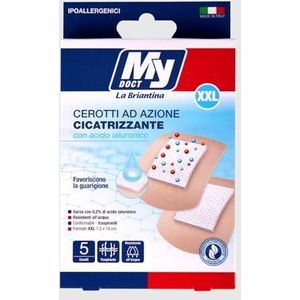 My Doct Wondpleisters met hyaluronzuur - schaafwonden, kleine sneden en brandwonden, XXL-formaat 7,5 x 10 cm, 5 stuks