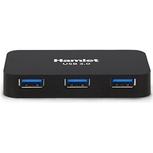 Hamlet - 4-poorts USB 3.0 Hub - Zwart - Materiaal: Kunststof