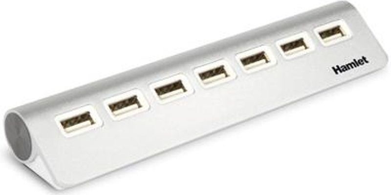 Hamlet - 7-poorts USB 2.0 Hub - Zilver - Aluminium - 480Mbps