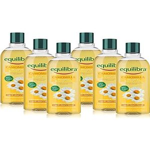 Equilibra Kamille-haarshampoo, glanzend, shampoo voor biondes en helder haar, glanseffect, met kamille-extract, 95% natuurlijke ingrediënten, 6 stuks x 300 ml