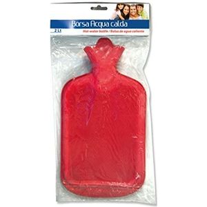 Megaplast Warmwaterkruik 2 liter, van hoogwaardig natuurlijk latex met gelamineerd oppervlak, warmwaterkruik, ideaal voor het verlichten van nekpijn, schouders, handen, reuma, rood