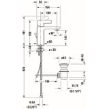 Duravit D-Neo Enkele wastafelmenger, wastafelmenger, maat M (uitlaathoogte 110 mm), wastafel met trekklep en afvoerfittingen, badkamerkraan, kraan, chroom