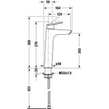 Duravit No.1 Wastafelarmatuur voor badkamer, maat L (mondhoogte 203 mm), wastafelmengkraan, badkamerkranen met waterbesparende functie (minusflow), chroom