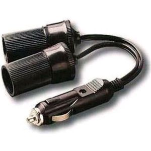 Stekker met twee stopcontacten 12/24V - inclusief 18 cm kabel en doppen