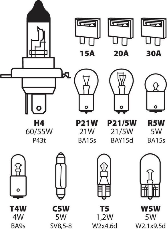Reservelampset 11-Delig H4