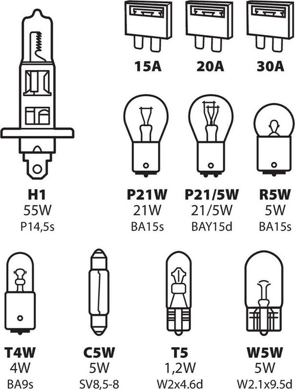 TCP - H1 Halogen Set - 11-Delig - 12 Volt - Combi Set