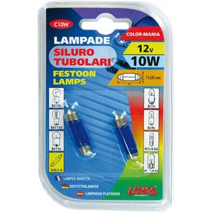 11x35 mm Buislamp C10W blauw 10W