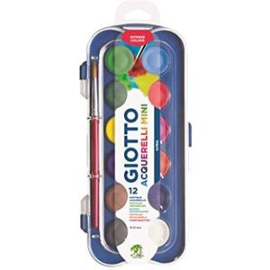 GIOTTO Acquerelli Mini Gouache-tabletten + penseel, 12 stuks