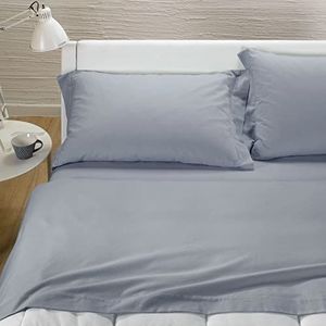 Caleffi Beddengoedset, eenkleurig, flanel, grijs, Frans bed