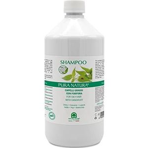 PuraNatura Shampoo - Shampoo voor vettig haar met brandnetel + wasstof + loep, 1000 ml