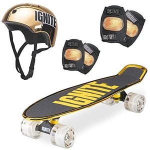 MONDO Toys Chroma Gold Combo Pack Skateboard Flash LED Wielen | Helmet & Protections Inbegrepen – 25568