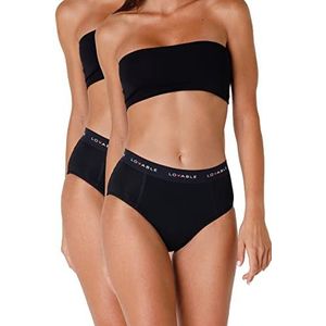 Lovable Dames Menstruatiecyclus High Briefs Heavy Flow (verpakking van 2), zwart blk., L