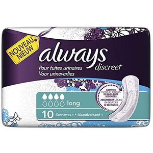 Always - Discreet - Lange Band - 10 stuks - Absorptievermogen 4/8