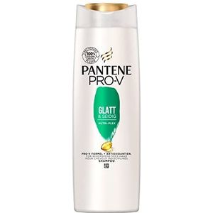 Pantene Pro-V Glad & zijdeachtig shampoo voor weerbarstig haar, verpakking van 6 stuks (6 x 300 ml), shampoo voor dames, haarverzorging glans, anti-kroes shampoo, zonder siliconen, beauty