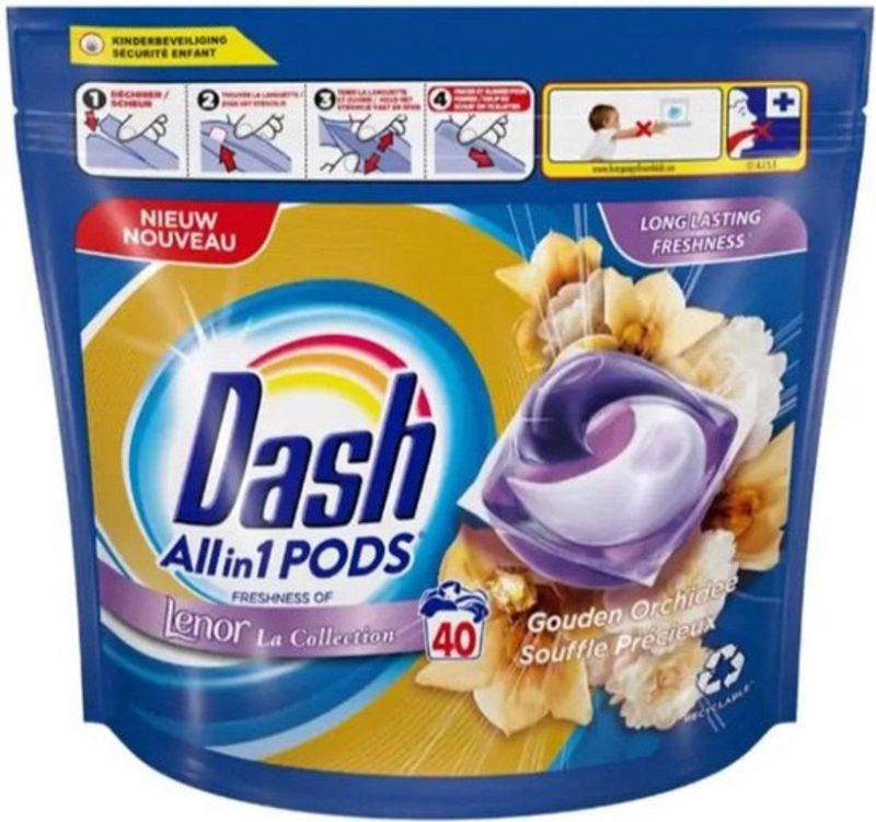 Dash - Wasmiddel Capsules - All-in-1 Pods - Witte en Gekleurde Was - Gouden Orchidee - 40 Wasbeurten
