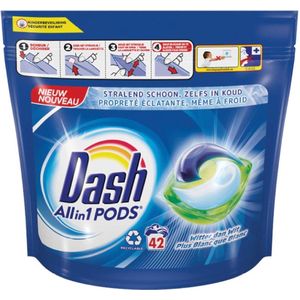 Dash - Witter dan Wit - Wasmiddel Capsules - All-in-1 Pods - Witte Was - 42 Wasbeurten