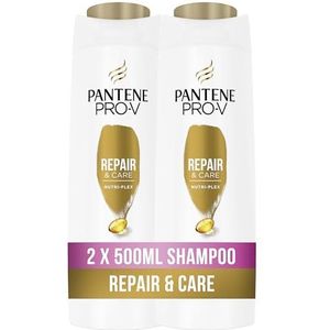 Pantene Pro-V Repair & Care Shampoo Duo Pack, Pro-V formule met krachtige lipiden en beschermende antioxidanten, voor beschadigd haar, 2 x 500 ml