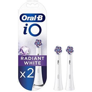 Oral-B iO Stralende witte opzetborstels voor elektrische tandenborstel, 2 stuks, Oral-B's beste tandenreiniging, tandenborstelopzetstuk voor Oral-B tandenborstels