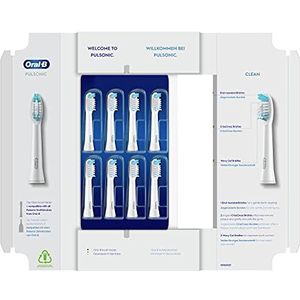 Oral-B Pulsonic Clean Opzetborstels voor sonische tandenborstels, 8 stuks, tandenborstelopzetstuk voor Oral-B sonische tandenborstel, brievenbusvormige verpakking