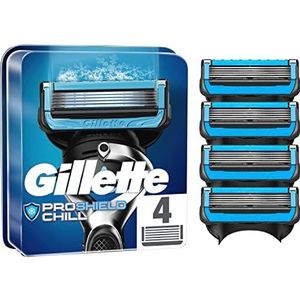 Gillette ProShield Chill Navulmesjes Voor Scheersysteem Voor Mannen, 4 Stuks, Met 5 Antifrictiemesjes Voor Een Langdurig Gladde Scheerbeurt