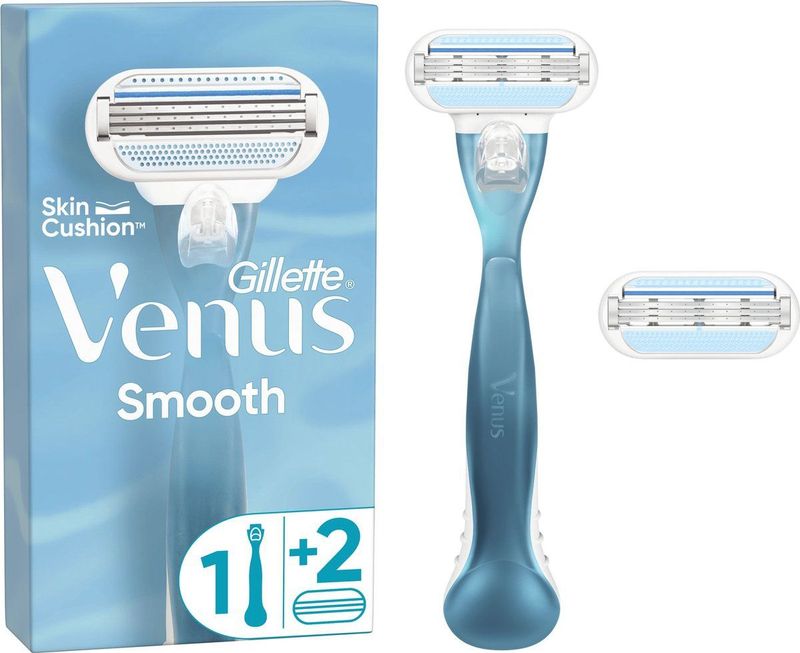 Gillette Venus Smooth - Rondingvolgende Mesjes - 1 Handvat - 2 Navulmesjes