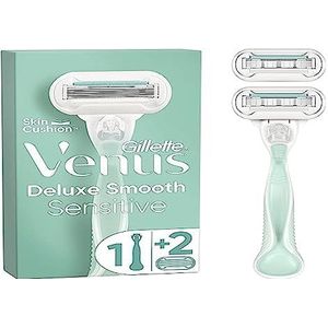 Gillette Venus Deluxe Smooth Sensitive, voor dames, 1 handvat, 2 navulmesjes, met 5 messen