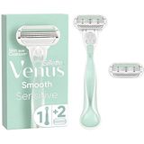 Gillette Venus Smooth Sensitive-scheersysteem Voor Vrouwen, 1 Handvat, 2 Navulmesjes, 3 Rondingvolgende Mesjes Voor Een Gladde Scheerbeurt