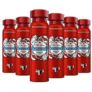 Old Spice Wolfthorn Deodorant bodyspray | 6-pack (6 x 150 ml) | deodorant spray zonder aluminium voor mannen | mannen deodorant met langdurige geur