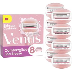 Venus Gillette Comfortglide Spa Breeze Navulverpakkingen voor damesscheerapparaten, 8 stuks, 3 geïntegreerde messen, voor een gladde en diepe scheerbeurt, duurzaam