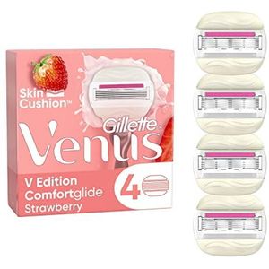 Gillette Venus Comfortglide Strawberry V Edition Navulmesjes Voor Vrouwen, X4, 5 Mesjes Voor een Gladde Scheerbeurt En Een Zachte Huid