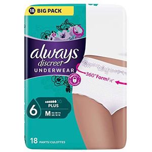 Always Discreet Plus broekjes voor urineverlies, maat M, 18 stuks