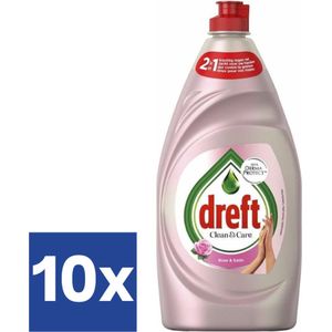 Dreft Clean & Care Afwasmiddel Rose & Satin (Voordeelverpakking) - 10 x 383 ml