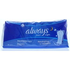 Maandverband profresh maxi night single 12 stuks