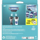 Gillette - Mach3 Scheermesjes - 18 Stuks - Drie Mesjes - Beschermende Microribbels