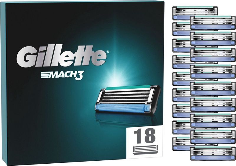 Gillette - Mach3 Scheermesjes - 18 Stuks - Drie Mesjes - Beschermende Microribbels