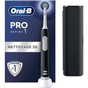 Oral-B Pro Series 1 1 elektrische tandenborstel, zwart, 1 borstel, 1 reisetui, ontworpen door Braun