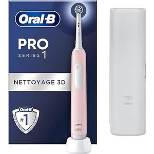 Oral-B Pro Series 1 1 elektrische tandenborstel, roze, 1 borstel, 1 reisetui, ontworpen door Braun