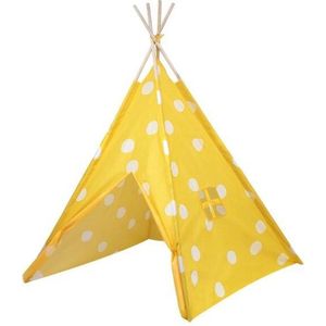 Tipi Tent kinderen wolken - Geel - Wigwam - Playfun - 120 x 120 x 150 cm - Voordeelset